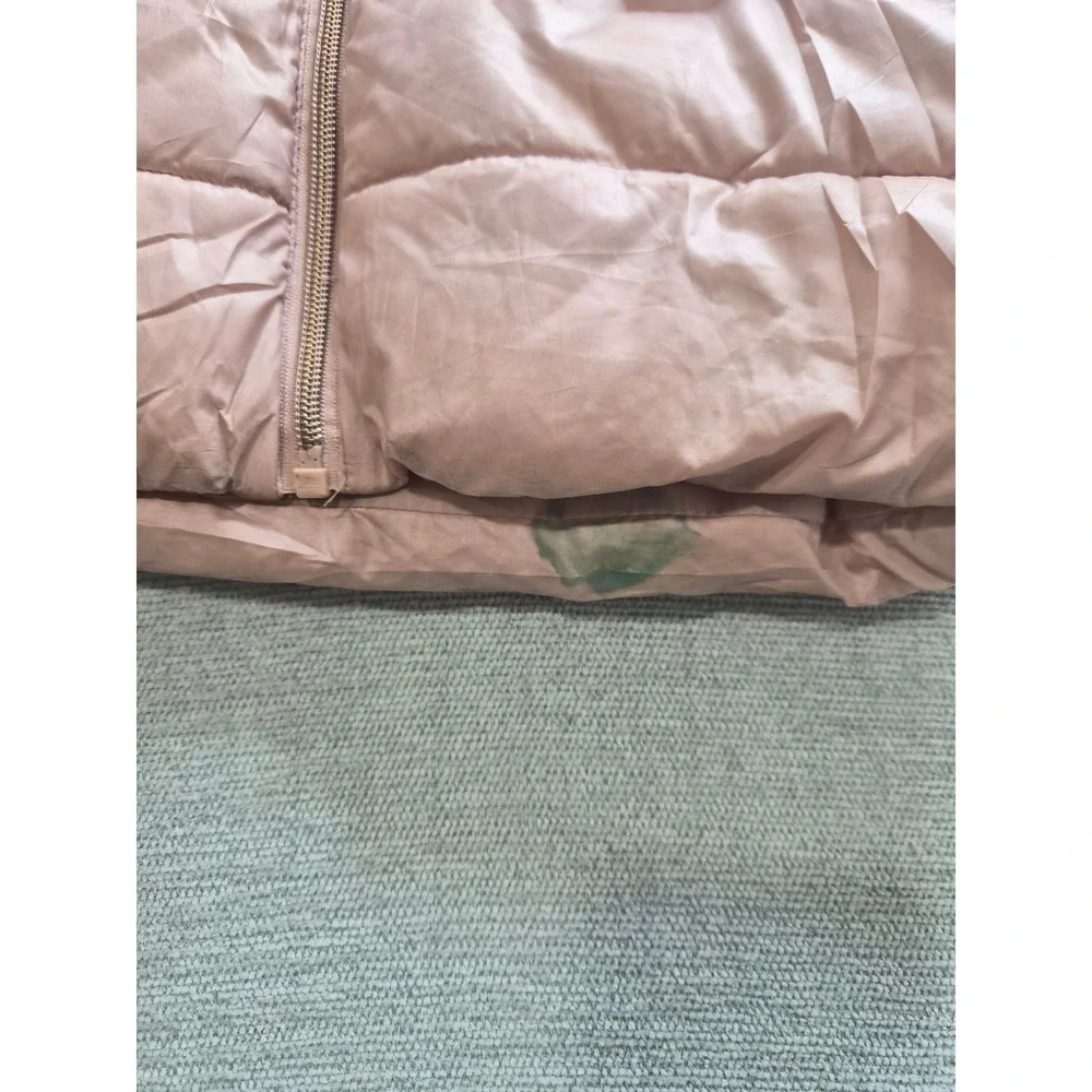 Michael Kors Puffer Jacket Girls Small Pink Faux Fur Hooded Full Zip Winter